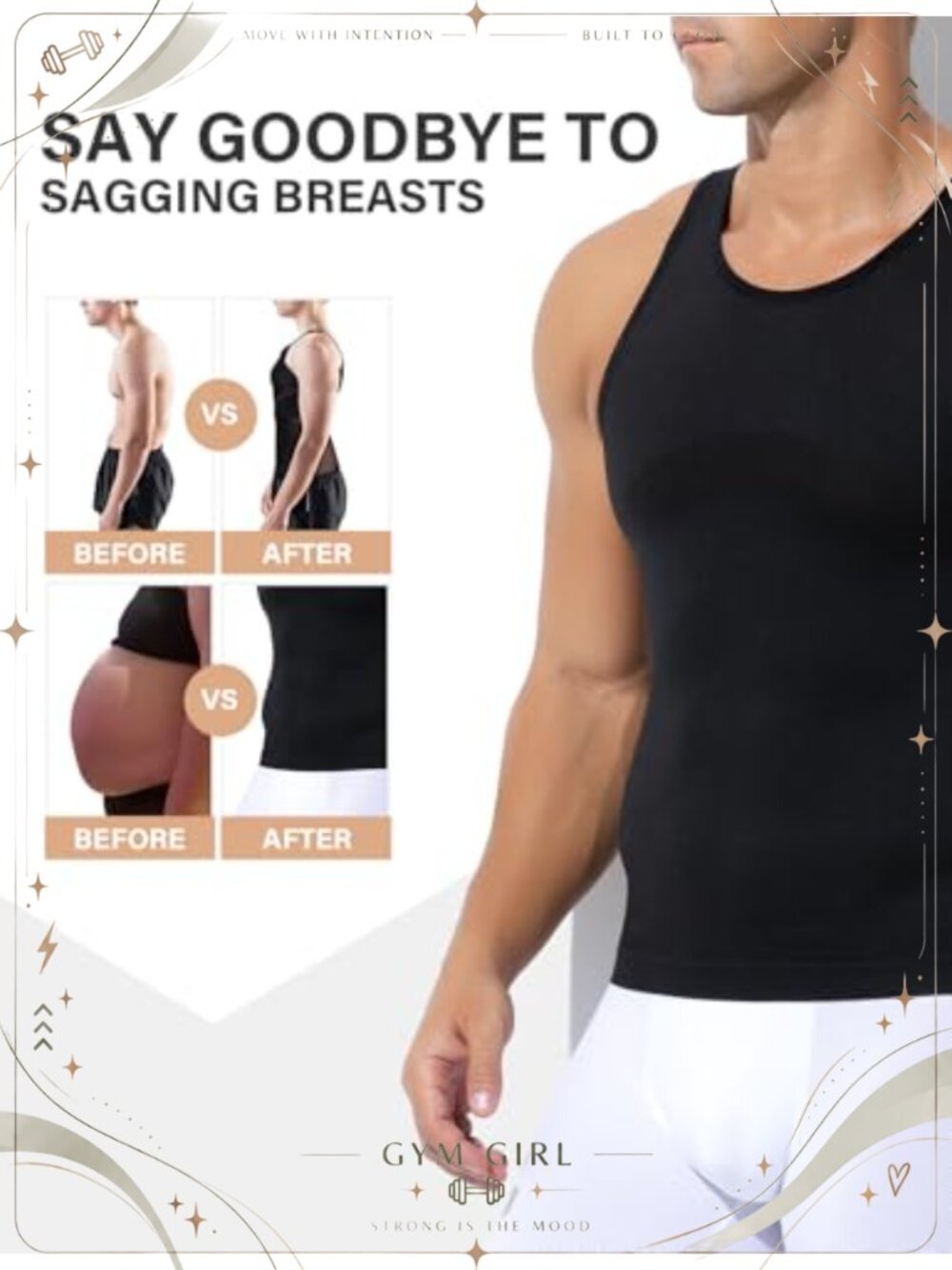 Men's Compression Tank Top Slimming Shapewear Crew Neck Sleeveless 3 Pack - Picture 3 of 5